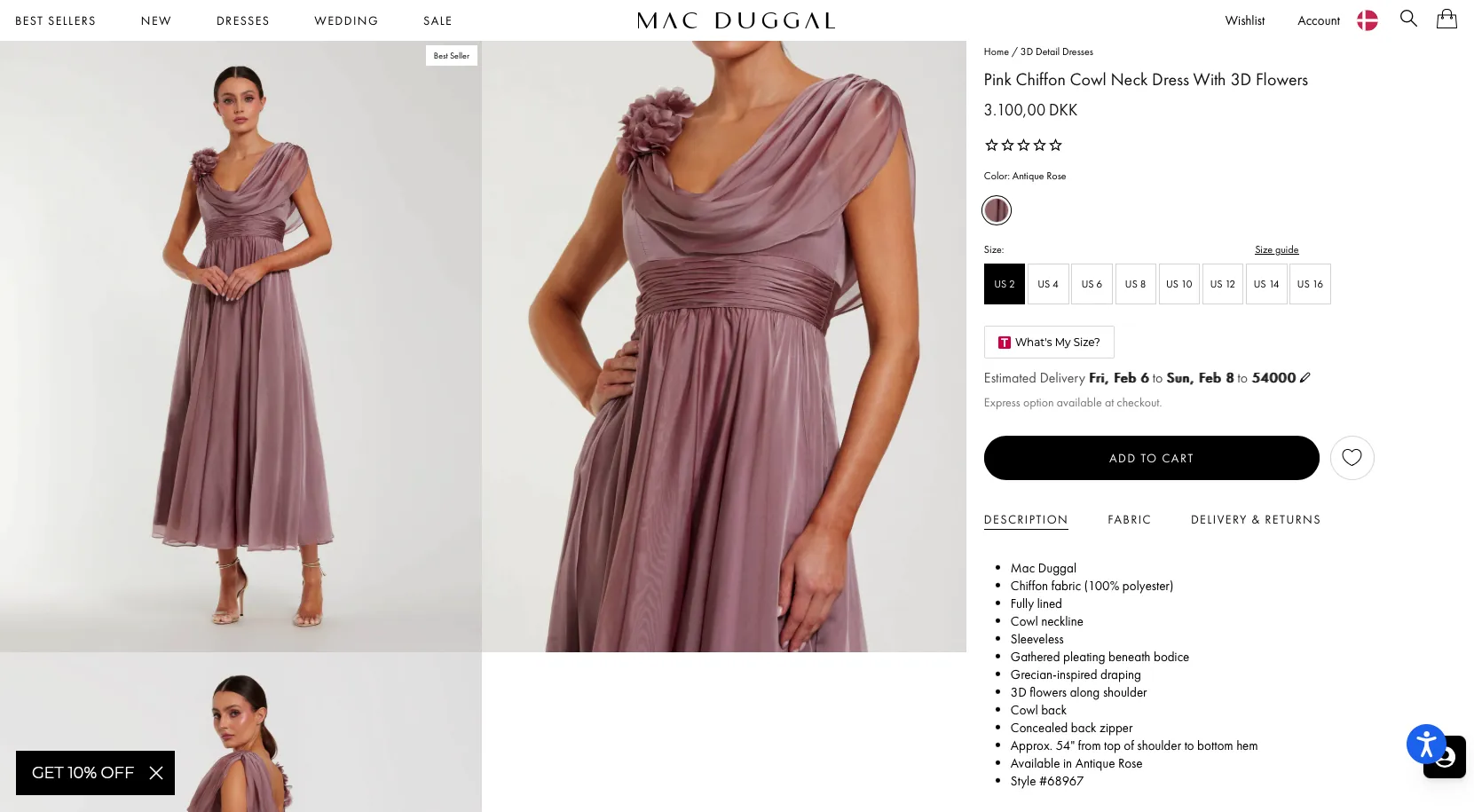 Mac Duggal evening gowns Shopify store desktop view